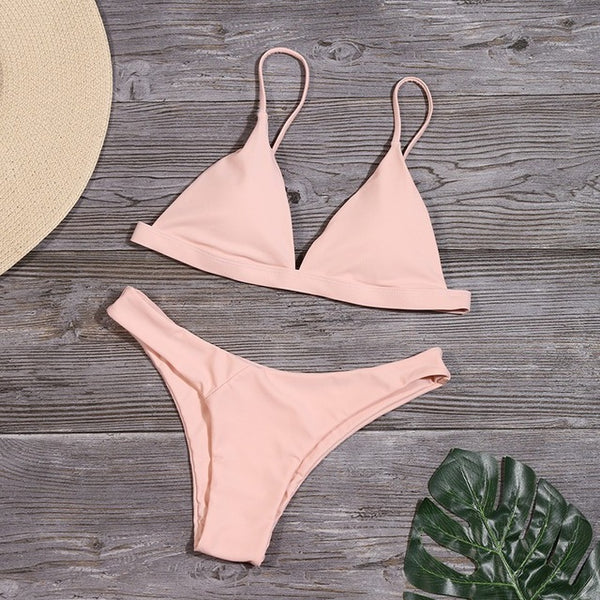 Minimalism Le 2019 Solid Bikini Sets Women's Swimsuit Female Swimwear Bikinis Sexy Bathing Suits Biquini Beach Wear