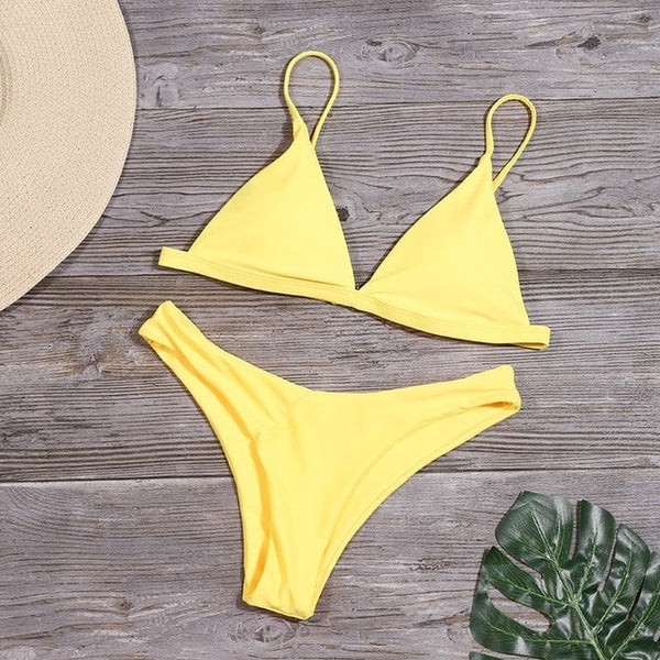 Minimalism Le 2019 Solid Bikini Sets Women's Swimsuit Female Swimwear Bikinis Sexy Bathing Suits Biquini Beach Wear