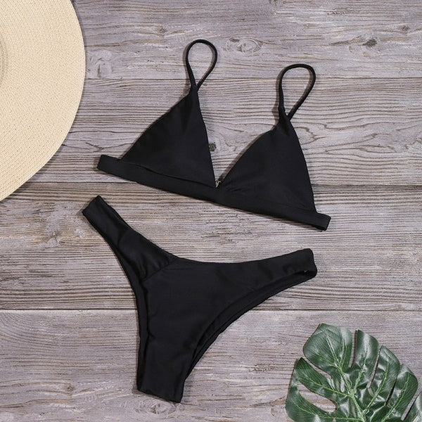Minimalism Le 2019 Solid Bikini Sets Women's Swimsuit Female Swimwear Bikinis Sexy Bathing Suits Biquini Beach Wear