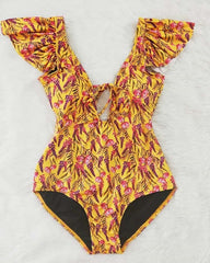 2019 Sexy One Piece Swimsuit Push Up Swimwear Women Ruffle Monokini Adjustable Shoulder Swimsuit Bodysuit Bathing Suit Swim Wear