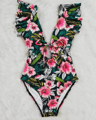 2019 Sexy One Piece Swimsuit Push Up Swimwear Women Ruffle Monokini Adjustable Shoulder Swimsuit Bodysuit Bathing Suit Swim Wear