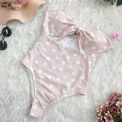 Sexy 2019 Ladies Retro High Waist Swimwear Women One piece Swimsuit Female Bandeau Front Tie Cut Out Swim Bathing Suit Monokini
