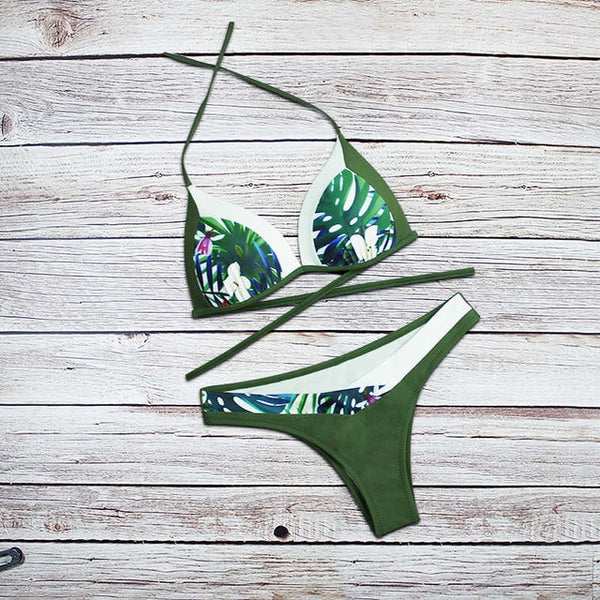Sexy Bikini 2019 Swimsuit Women Swimwear Bikini Set Push Up Swim Suit Snake Skin Splicing Backless Bandage Swimwear Women