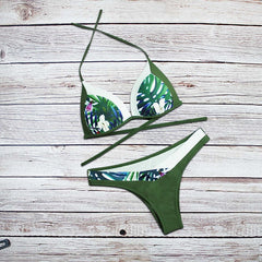 Sexy Bikini 2019 Swimsuit Women Swimwear Bikini Set Push Up Swim Suit Snake Skin Splicing Backless Bandage Swimwear Women