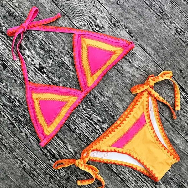 2019 New Sexy Bikinis Women Swimwear Push Up Swimsuit Halter Top Biquini Padded Bathing Suit Bandage Brazilian Bikini Set