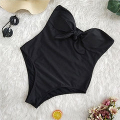 Sexy 2019 Ladies Retro High Waist Swimwear Women One piece Swimsuit Female Bandeau Front Tie Cut Out Swim Bathing Suit Monokini