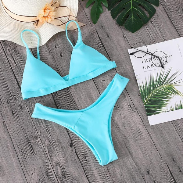Minimalism Le 2019 Solid Bikini Sets Women's Swimsuit Female Swimwear Bikinis Sexy Bathing Suits Biquini Beach Wear