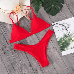 Minimalism Le 2019 Solid Bikini Sets Women's Swimsuit Female Swimwear Bikinis Sexy Bathing Suits Biquini Beach Wear