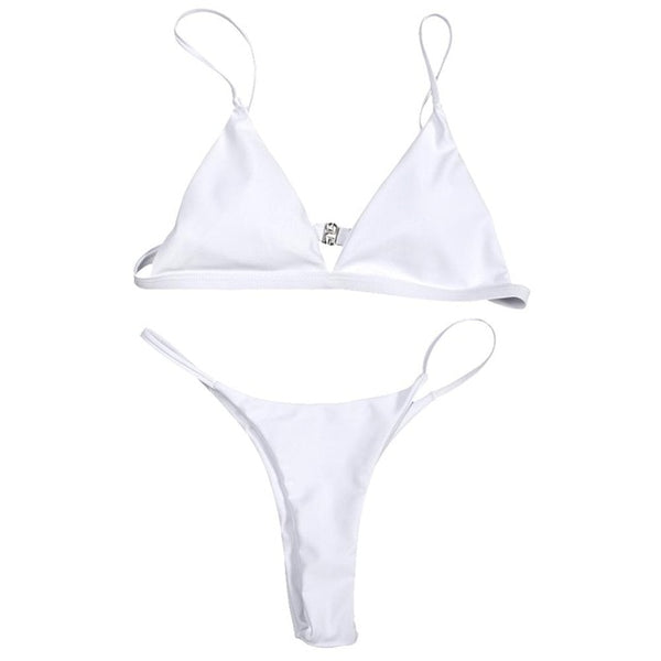 2019 New Summer Women Solid Bikini Set Push-up UnPadded Bra Swimsuit Swimwear Triangle Bather Suit Swimming Suit biquini